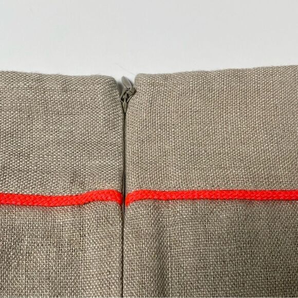 Ann Taylor Loft 100% Linen Biege Mini Skirt W/ Contrasting Hem Women's Size 2 - Picture 3 of 14